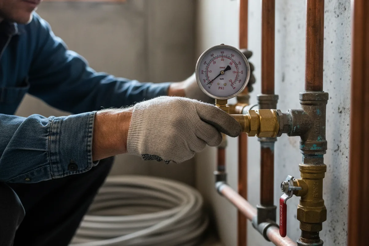 Pressure testing a repaired line during Water Line Repair in River Rouge